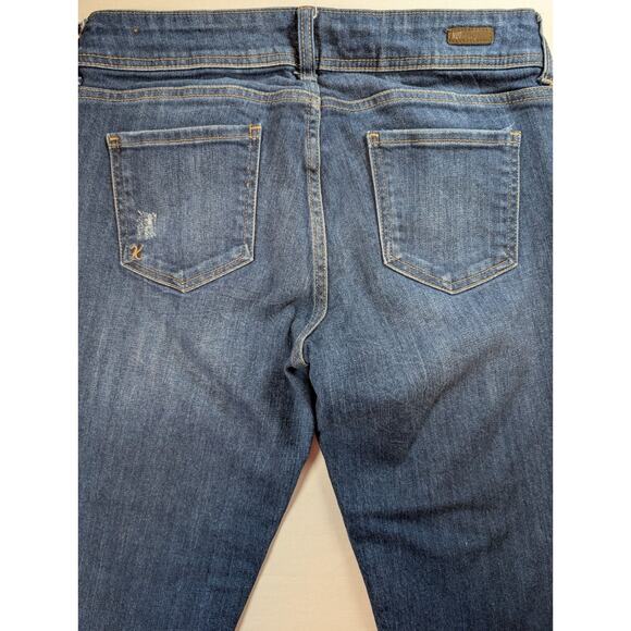Women’s Cropped Jeans Kut From The Kloth Distressed Cuffed Blue Mid Rise Size 8 - Picture 6 of 7